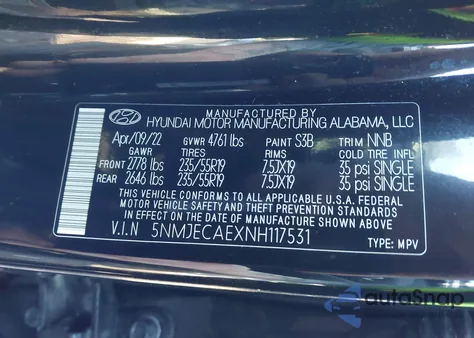 2022 Hyundai Tucson Limited z USA, uszkodzony, nr VIN 5NMJECAEXNH117531